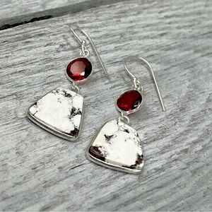 283. Wild horse Jasper and Garnet Sterling Silver Earrings